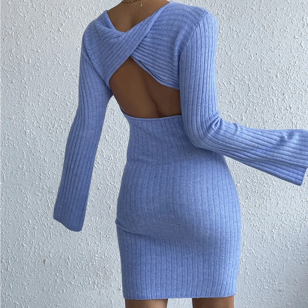 Blue Backless Sweater Mini - Picture 2 of 2